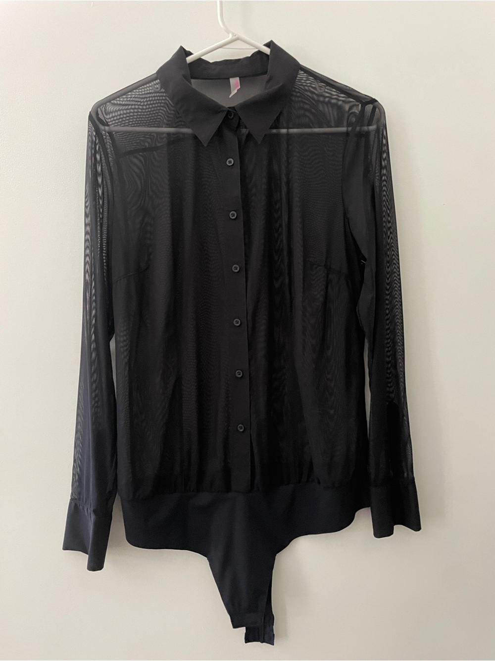 NWOT Commando Sheer Black Button-Up Bodysuit Shirt